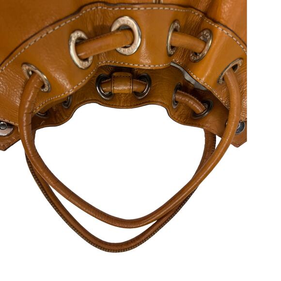 Michael Kors Astor Large Cognac Leather Drawstring Tote Bag Studded Detail - Picture 10 of 15